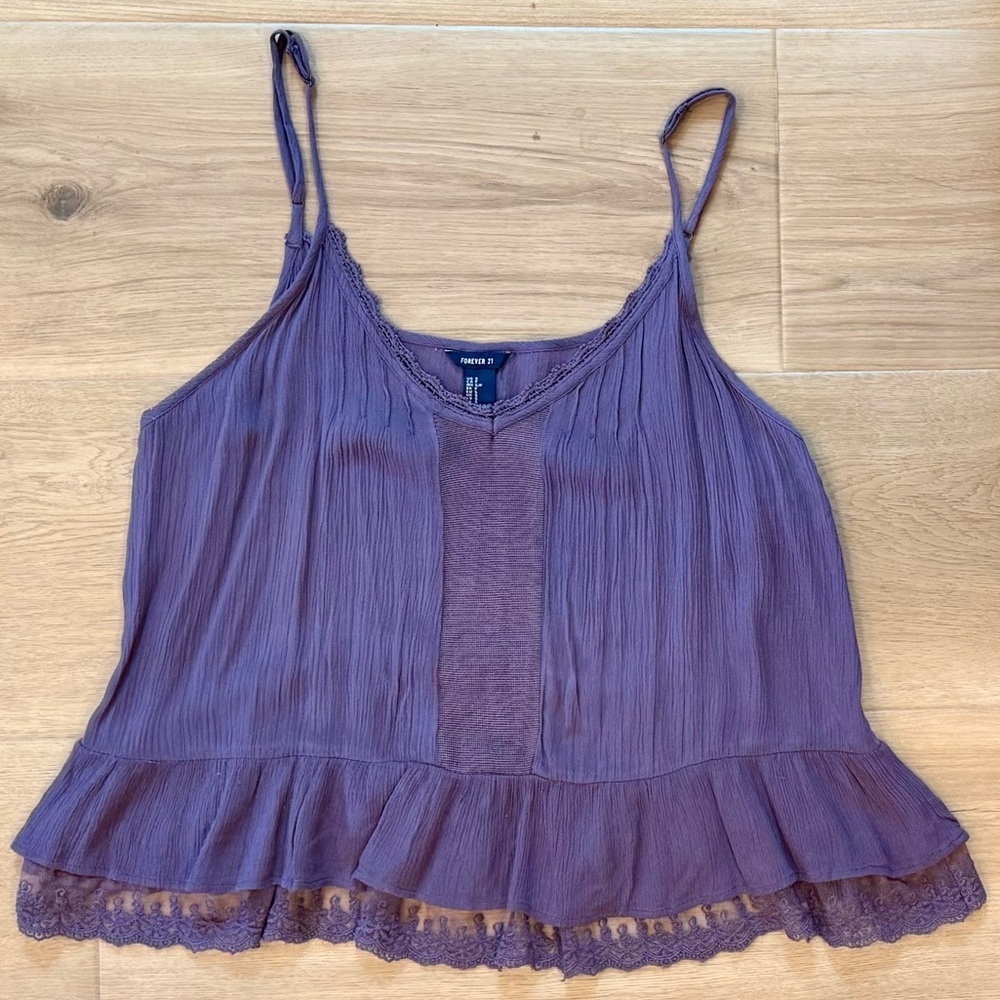 Forever 21 Purple Ruffle Peplum Top Size S